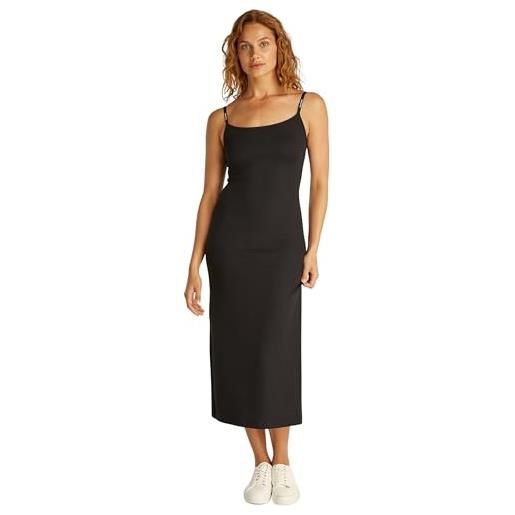 Calvin Klein donna abito attillato logo elastic strappy slim fit, nero (ck black), m