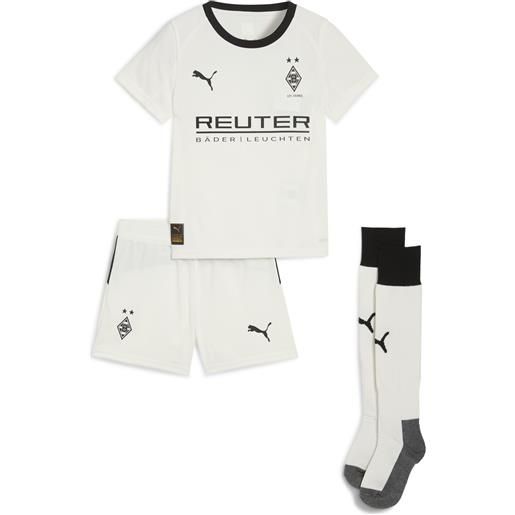 PUMA mini kit home borussia mönchengladbach 25/26 per bambini, abbigliamento, bianco, 4-5y