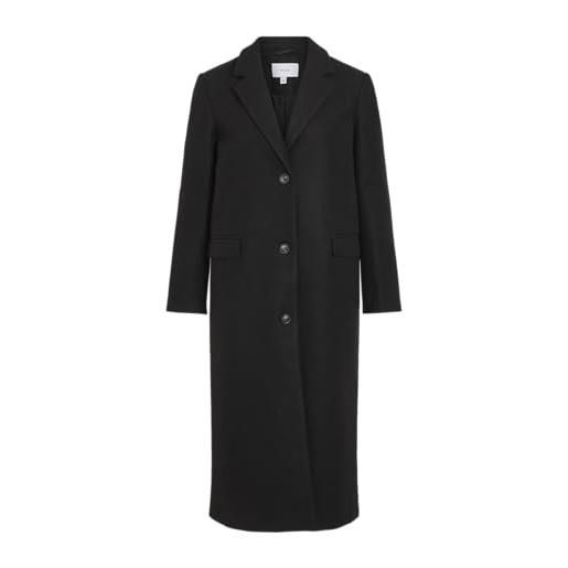 Vila visolo l/s coat-noos cappotto, nero, 44 donna