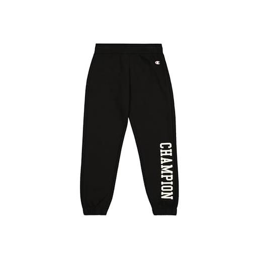 Champion legacy graphic shop g (405027) -ultra-light soft compact powerblend fleece elastic cuff pantaloni da tuta, nero, 9-10 anni bambina