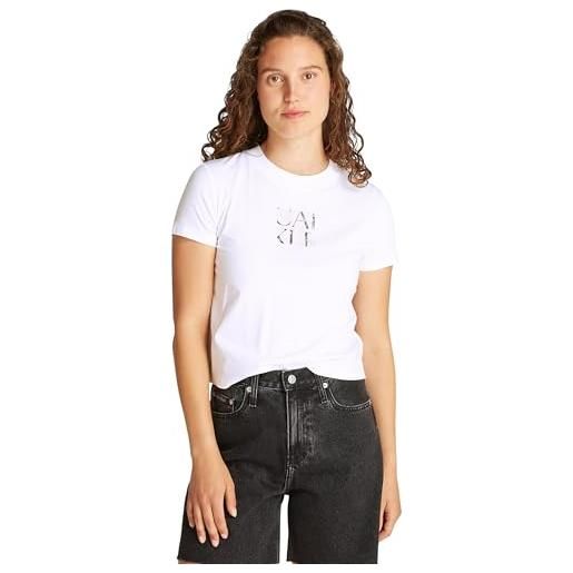 Calvin Klein donna t-shirt maniche corte front photo graphic baby tee con scollo rotondo, blu (niagara mist), s