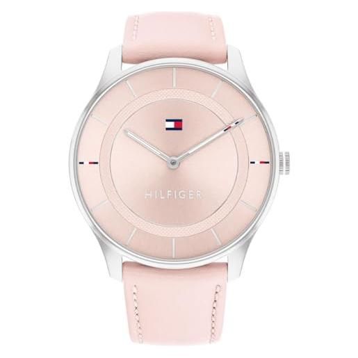 Tommy Hilfiger orologio analogico al quarzo da donna con cinturino in pelle rosa - 1782527