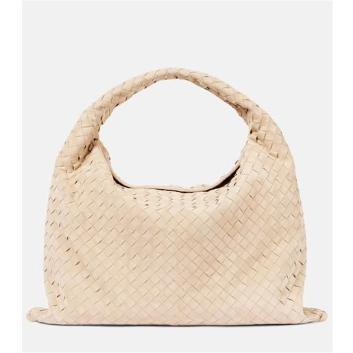 Bottega Veneta borsa a spalla hop large in suede intrecciato