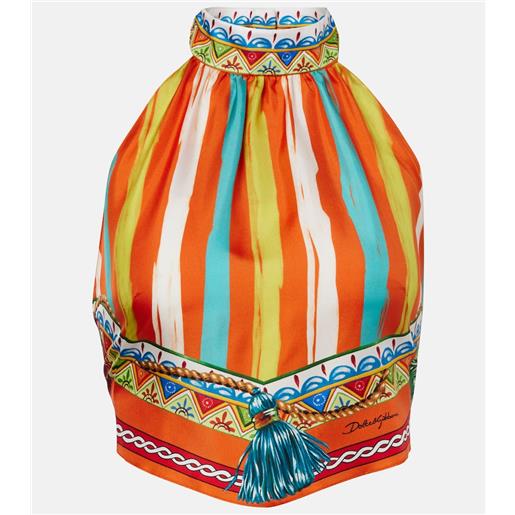 Dolce&Gabbana top in seta a righe con scollo allâamericana
