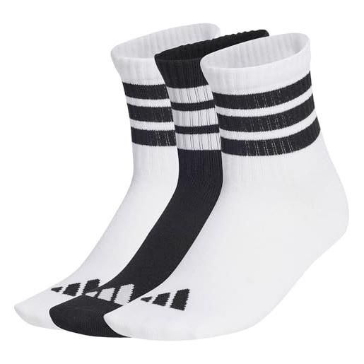 adidas ribbed 3pp socks, calze uomo unisex - bambini, white/white/black, 