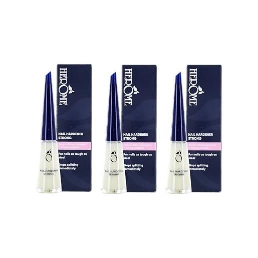 Herome smalto rinforzante unghie forte - senza formaldeide. Smalto rinforzante unghie fragili curativo per unghie più dure e lunghe i primi risultati in 8 giorni (nail hardener strong) - 3 * 10ml. 