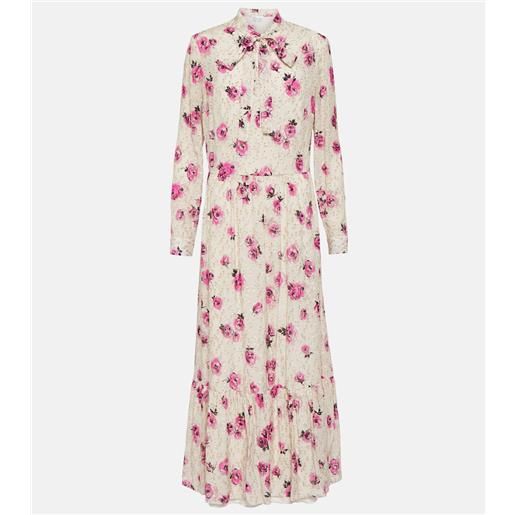 REDValentino abito lungo in lamé con stampa floreale