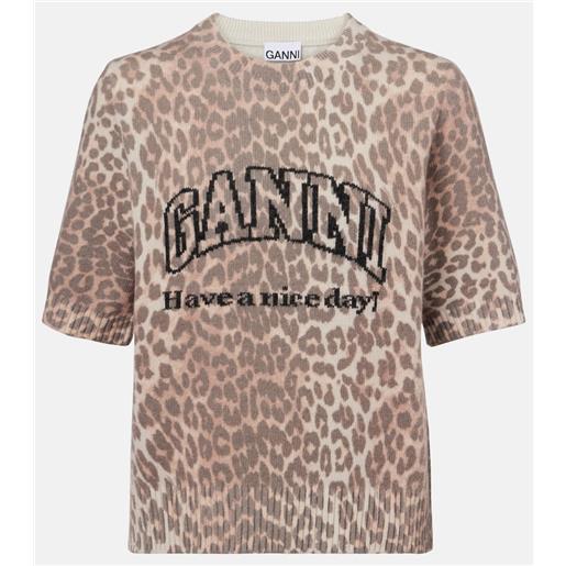 Ganni top in misto lana con stampa