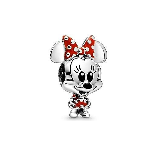 PANDORA disney ciondolo con minnie in argento 9 con smalto rosso e nero