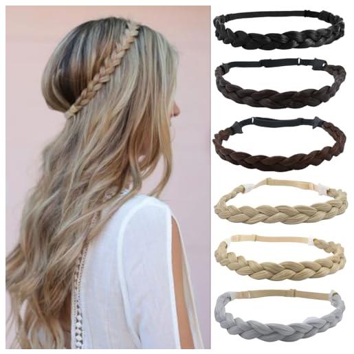 PARXITN fascia per capelli da donna, 3 fili, regolabile, intrecciata, bionda, per donne, capelli sintetici, intrecciata, elastica
