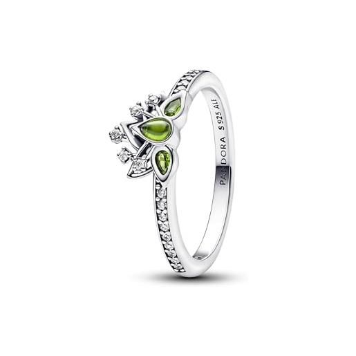 PANDORA anello da donna disney principessa tiana tiara argento 193653c01, 54/17,2, argento sterling, zirconia cubica