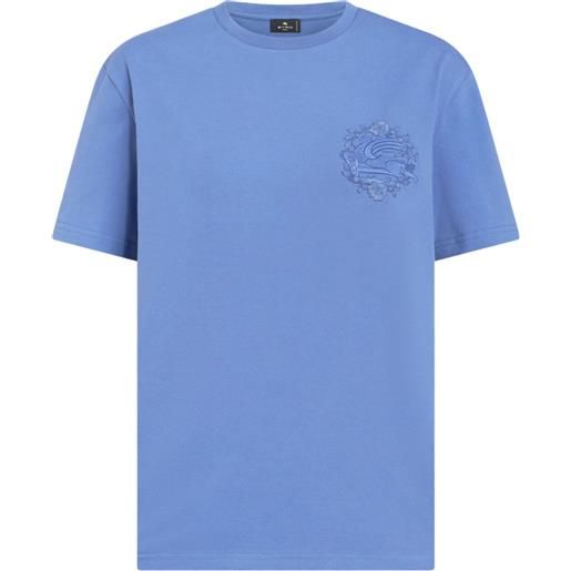 ETRO t-shirt con ricamo pegaso - blu