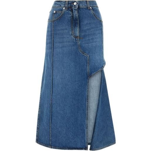 Alexander McQueen gonna denim con spacco - blu