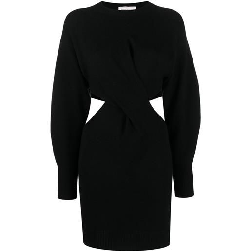 Alexander McQueen abito corto a coste con cut-out - nero