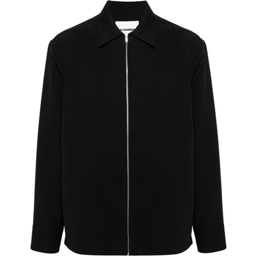 Jil Sander giacca-camicia in gabardine di lana - nero