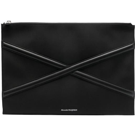 Alexander McQueen clutch harness con stampa - nero