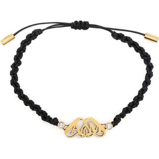 Alexander McQueen bracciale con placca seal - nero