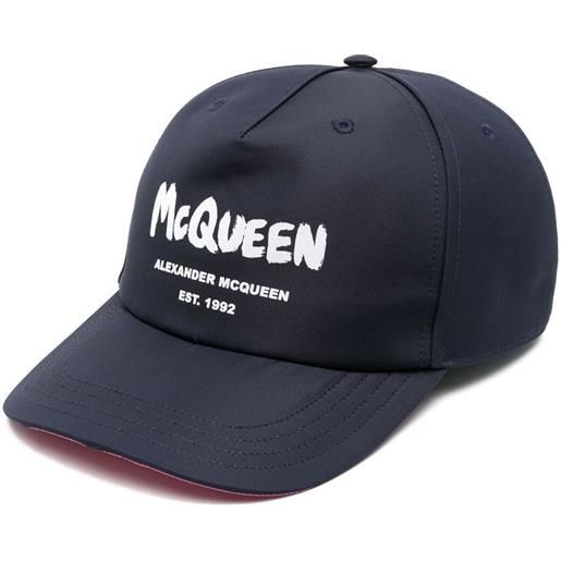 Alexander McQueen cappello da baseball con stampa - blu