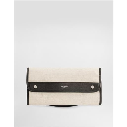 Dolce & Gabbana necessaire atene in tessuto sale&pepe e vitello