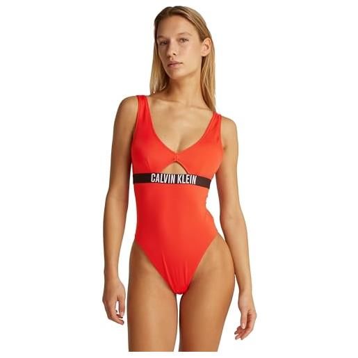 Calvin Klein donna costume da bagno one piece schiena scoperta, rosso (flaming chili), s