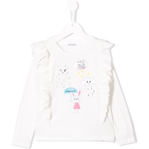 Simonetta blusa con arricciature - bianco