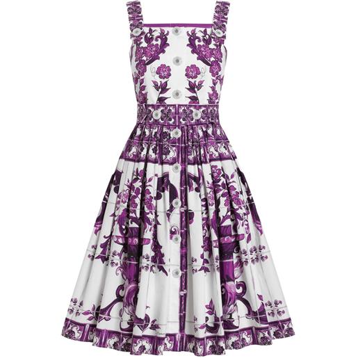 Dolce & Gabbana abito midi con stampa maiolica - bianco