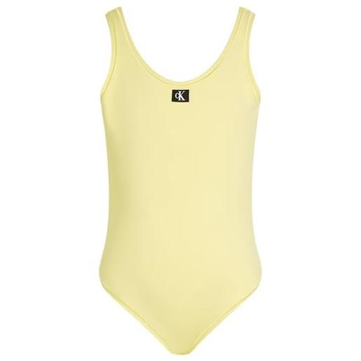 Calvin Klein bambina costume da bagno schiena scoperta, giallo (elfin yellow), 14-16 anni