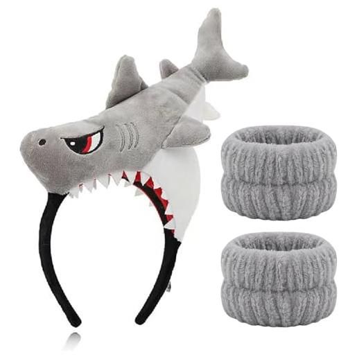 arrderly peluche squalo fascia e cinturino per il lavaggio del polso, spa cosmetici copricapo, cura del viso