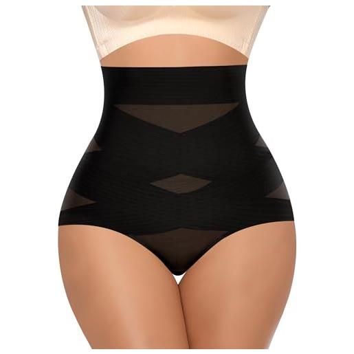 YARRCO guaina contenitiva donna pancia piatta vita alta pancera contenitiva intimo contenitivo modellante mutande contenitive senza cuciture post parto slip dimagrante shapewear seamless (nero+nero, m)