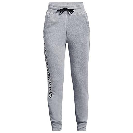 Under Armour girls' rival fleece joggers, steel light heather (036)/black, youth small