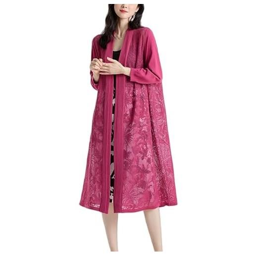 WLLDDDIU bolero donna, cardigan leggero da donna cardigan kimono lungo drappeggio cardigan aperto sul davanti pizzo floreale all'uncinetto coprispalle velato bolero coprispalle estivo da spiaggia spo