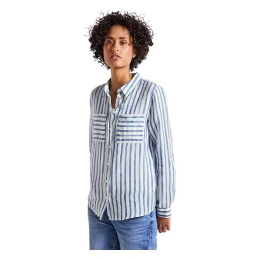 Street One a345402 camicia in lino a righe, serenity blue, 42 donna
