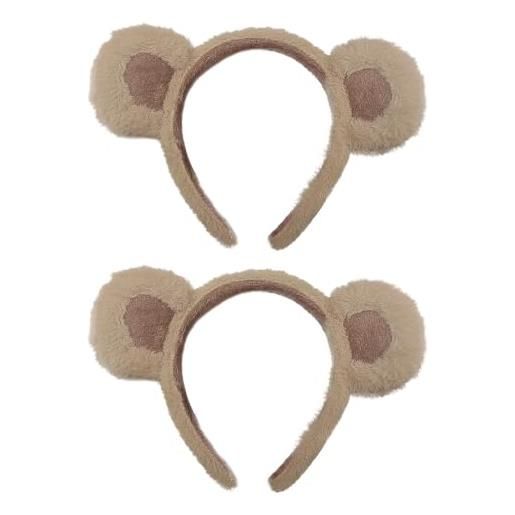 XNIVUIS 2 pezzi fascia per capelli con orecchie da orso, orsi graziose fasce per orecchie da orso, cartone animato peluche decorativo antipolvere orecchie da orso, per adulti e bambini (marrone)