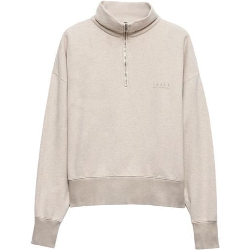 Prada polo in cotone con ricamo logo - toni neutri