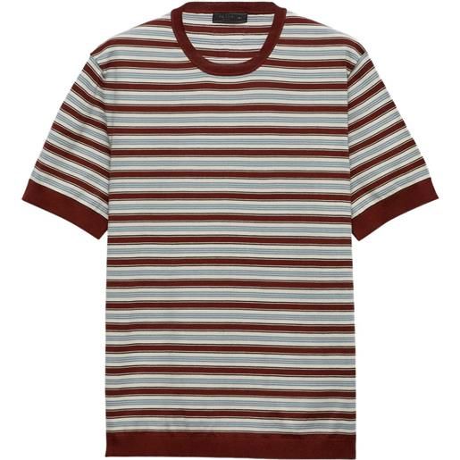 Prada t-shirt in cotone a righe - rosso