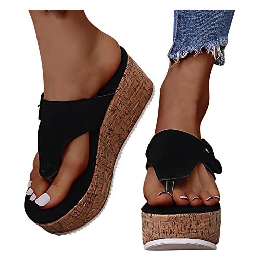 Fulidngzg scarpe ortopediche donna estive aperta mare plateau scarpe bohemia con tacco casual top slip-on alta ciabatte eleganti sughero infradito zeppa