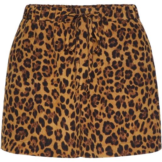 Valentino Garavani shorts animalier in crêpe de chine - marrone