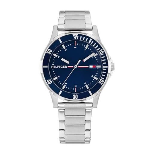Tommy Hilfiger orologio bambino quadrante blu, bracciale in acciaio inox, cassa 34mm, lunetta in alluminio, quarzo, 5 atm