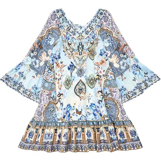 Camilla Kids abito a fiori con maniche a campana - blu