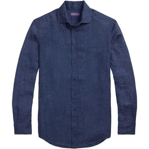 Ralph Lauren Purple Label camicia in lino a maniche lunghe - blu