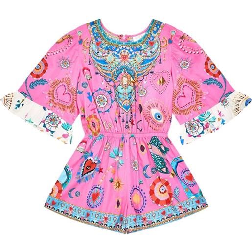 Camilla Kids tuta a maniche corte con ricamo - rosa