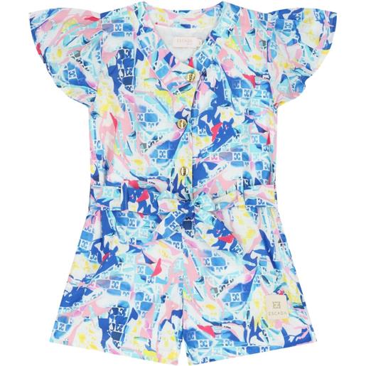 Escada Kids tuta corta con stampa - blu