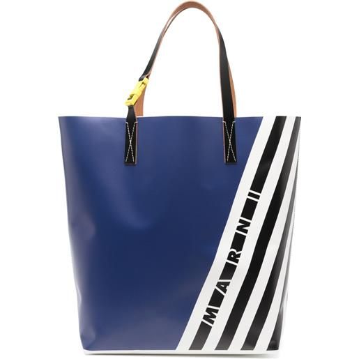 Marni borsa tote con logo - blu