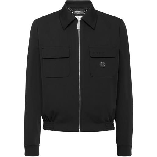 Philipp Plein giacca biker con applicazione - nero