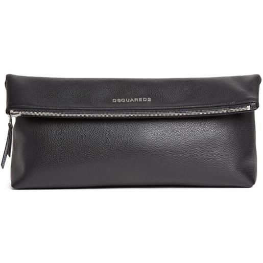 DSQUARED2 clutch in pelle zigrinata - nero