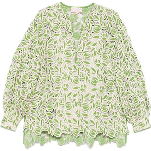 LUISA SPAGNOLI blusa con lavorazione all'uncinetto - verde