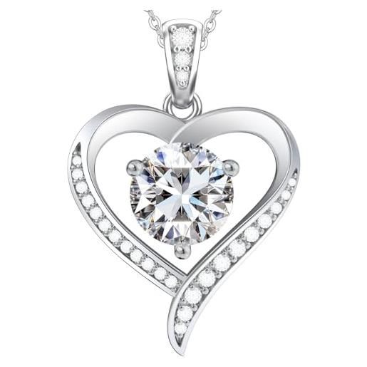 YL Collana di Cavallo in Argento 925 con Ottobre Pietra Portafortuna Zirconia Cubica Rosa Gioielli Cuore Ciondolo a Forma di Cavallo per Donna Fidanzata