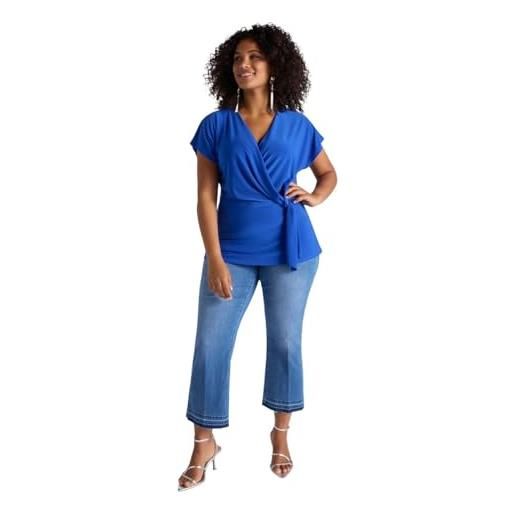 FIORELLA RUBINO: t-shirt in jersey con incrocio curvy size bluette stagione primavera estate 2025. 
