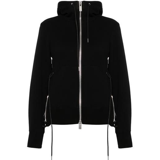 sacai felpa sponge sweat con cappuccio - nero