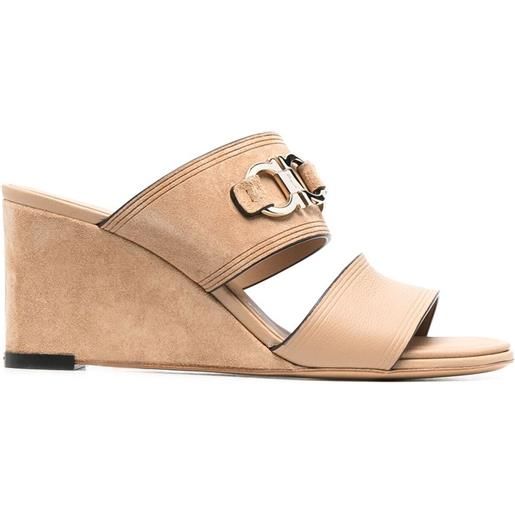 Ferragamo mules chaim con zeppa 75mm - toni neutri